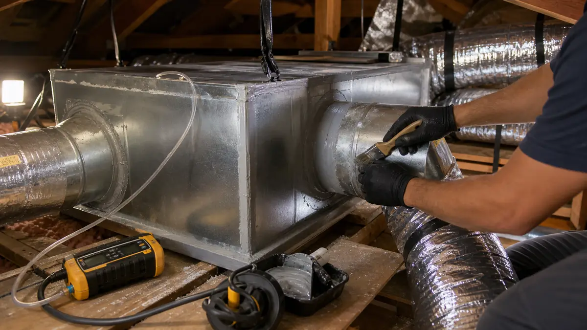 Sealed and tested supply ductwork in an Arcadia attic